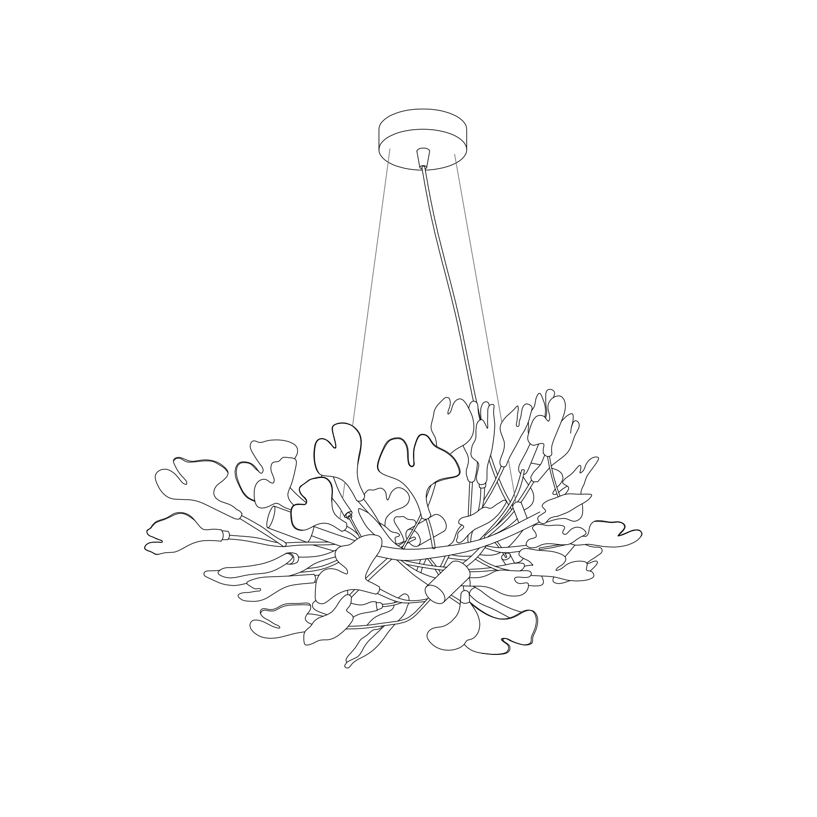 Horizon Bloom Gingko lysekrone, loftslampe med porcelænsblade, 7 størrelser