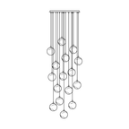 Line drawing of the sixteen-light Sultana chandelier, showing a longer drop for a tall space.