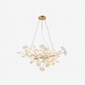 Gingko leaf chandelier suspended in a refined modern interior