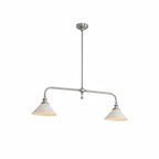 In a nickel finish, this Clérachic pendant sits unlit on a white background, its arms spread to either side.