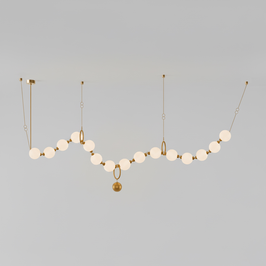 Necklace pendant light configuration diagram of glass globes