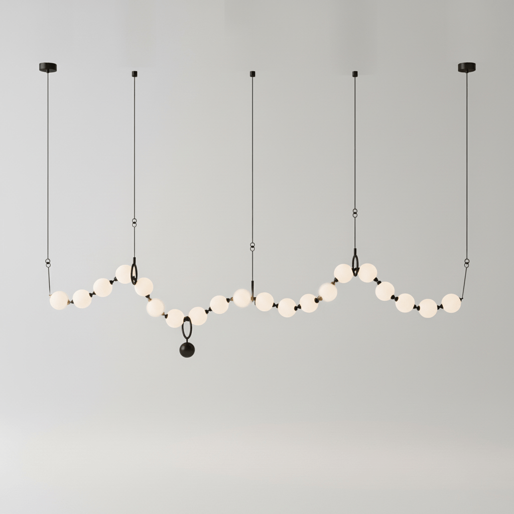 Necklace pendant light circular layout of glass globes