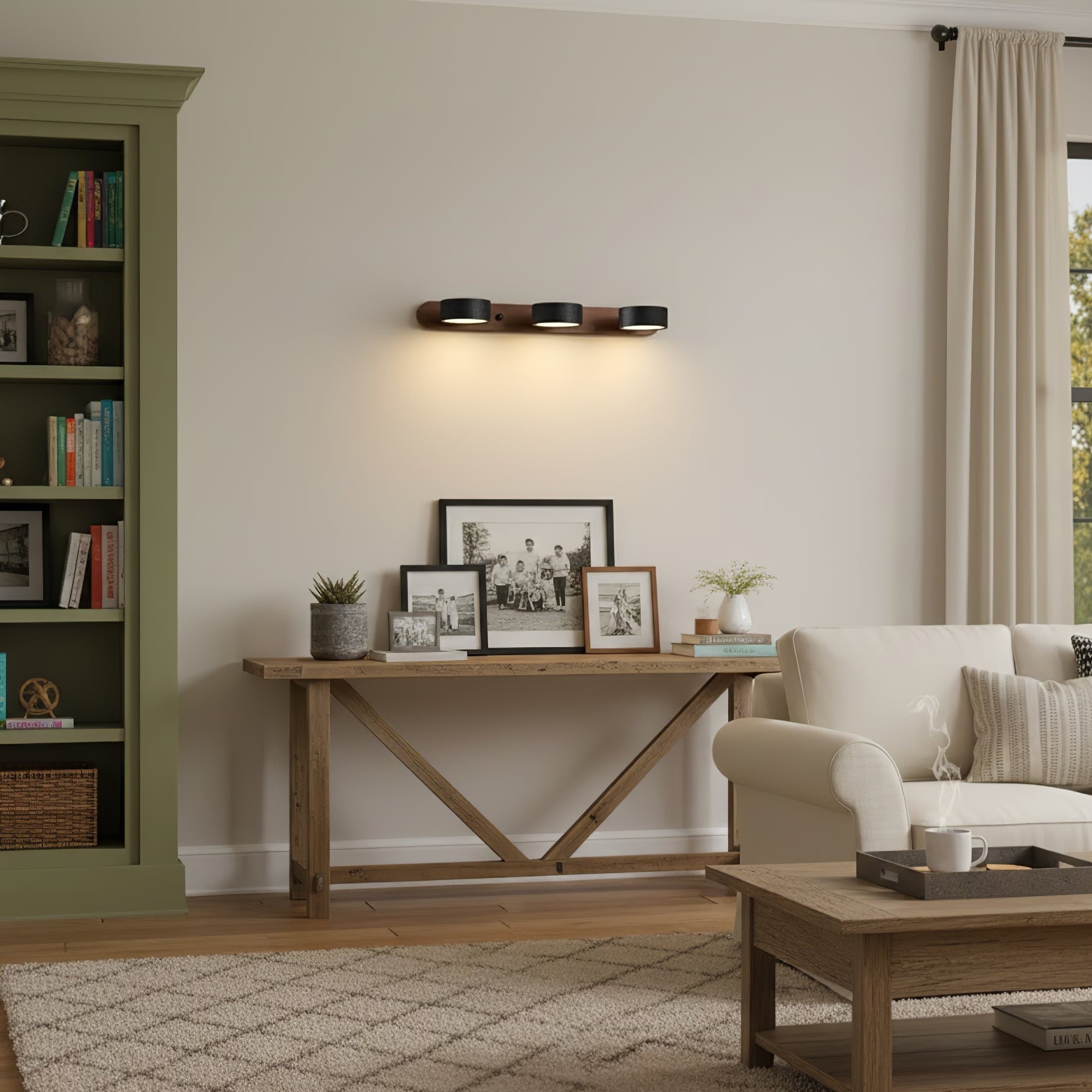 Travertine wall sconce diffusing soft warm light upward