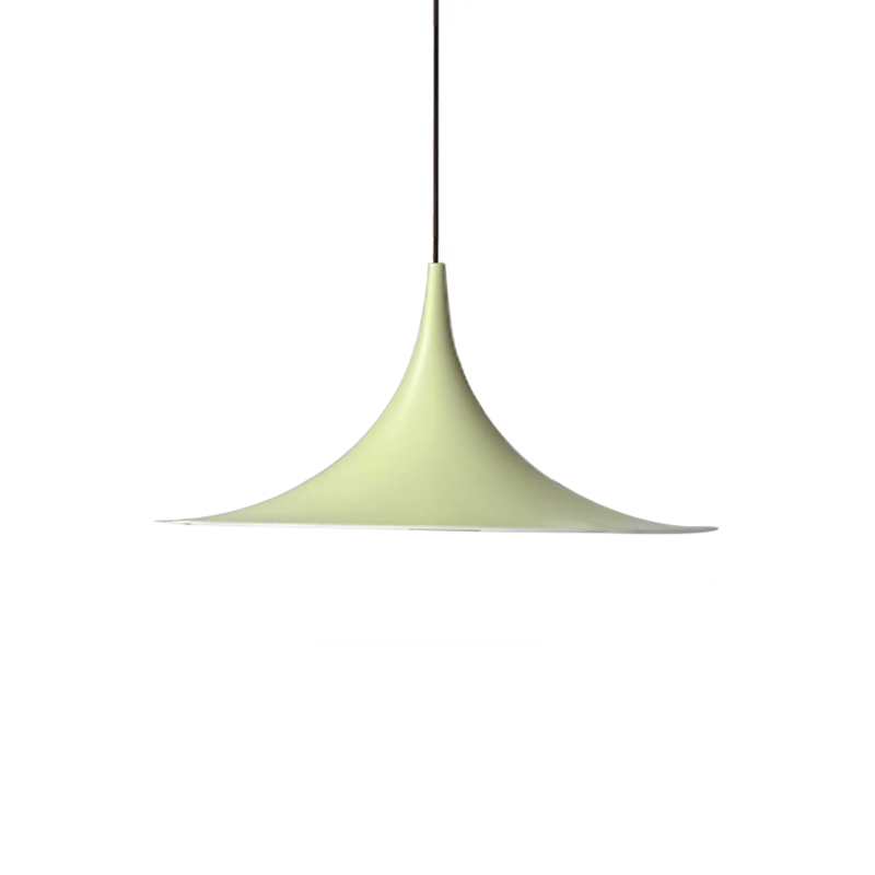 Black arch pendant light shown against a light backdrop