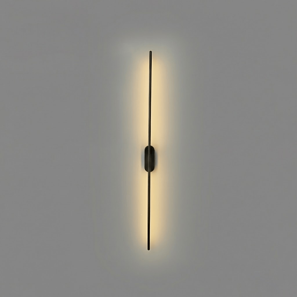 Diagram showing the slim profile of the metal wall sconce