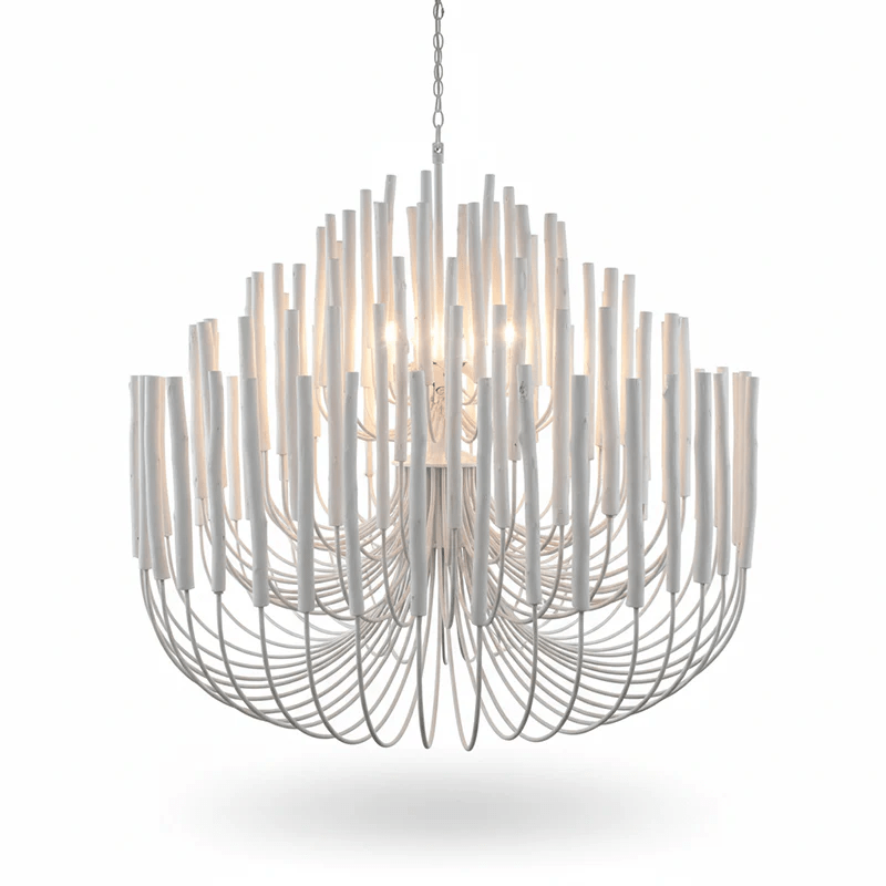 Diagram illustrating the layered wood chandelier silhouette