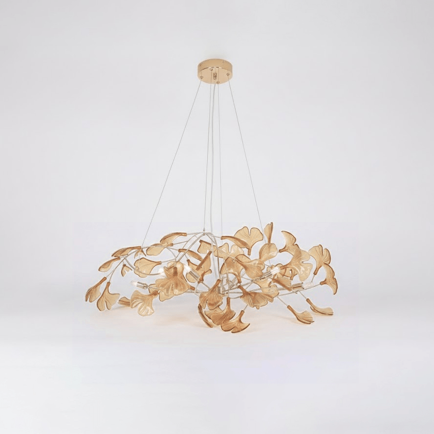 Ginkgo leaf chandelier side profile with branches fanned out