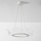 Candeeiro de teto Sea, acabamento dourado em forma de folha, acrílico transparente, LED integrado