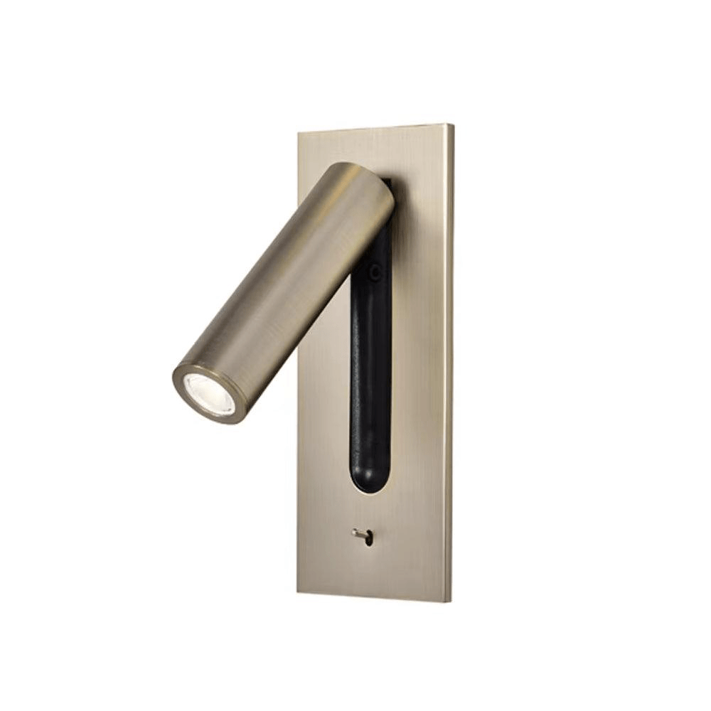 This Clérachic reading light in nickel, lit, shown at an angle on a plain white background.