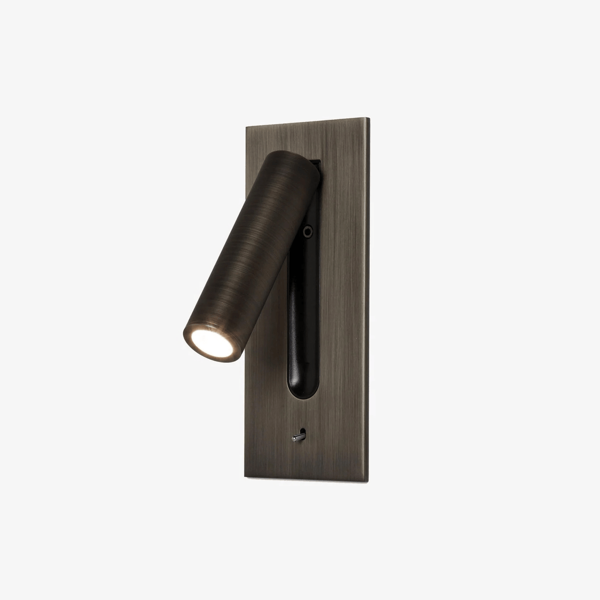 Side view of this Clérachic reading light in bronze, unlit, on a plain white background.