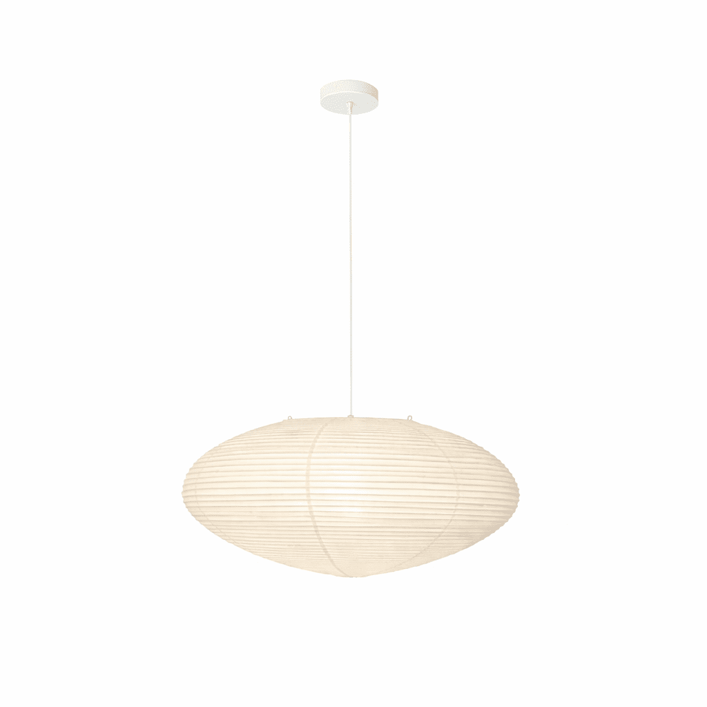 Translucent washi paper pendant with soft diffused white glow