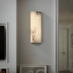 Detail of alabaster wall light showing milky white stone