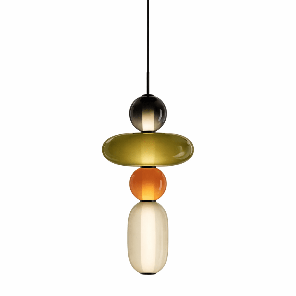 Tinted glass jar pendant light shown against a plain backdrop