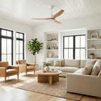 Ceiling Fan With Curved ABS Blades and Quiet DC Copper Motor, Remote, Three Sizes