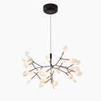 Black firefly LED chandelier with glowing acrylic tips on branches
