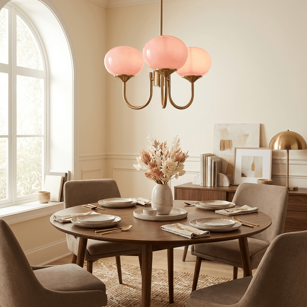 Marshmallow Chandelier, Hand-Sprayed Glass Shades, E26, 3 or 5 Light