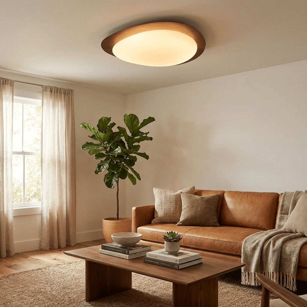 Pebble ceiling light finish and colour temperature detail
