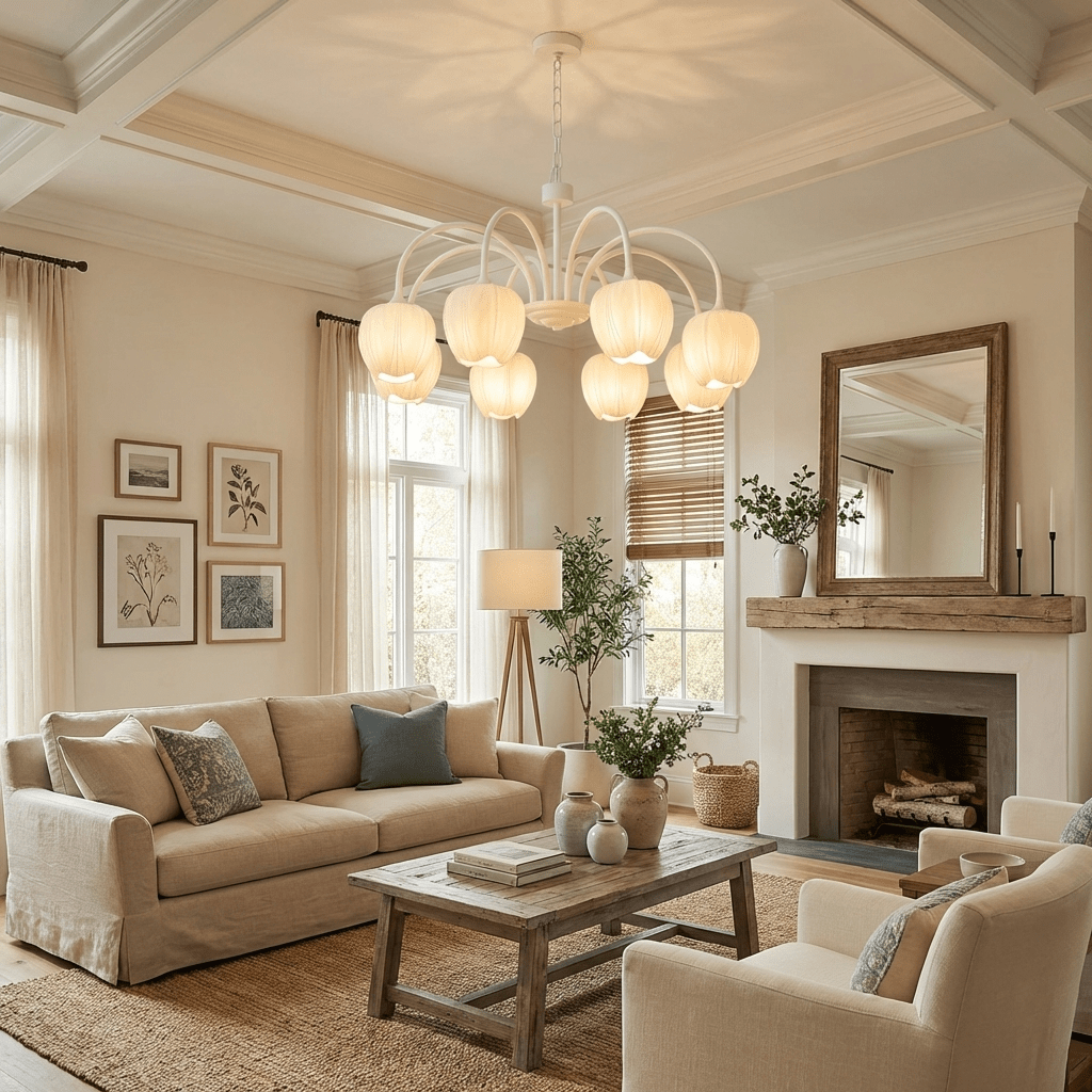 Tulip chandelier configuration shown against neutral background
