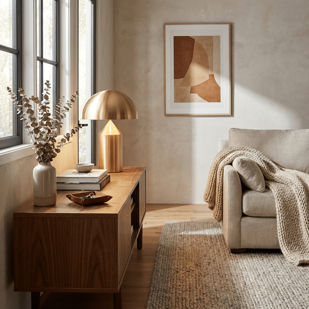 Sculptural metal table lamp size comparison of two heights