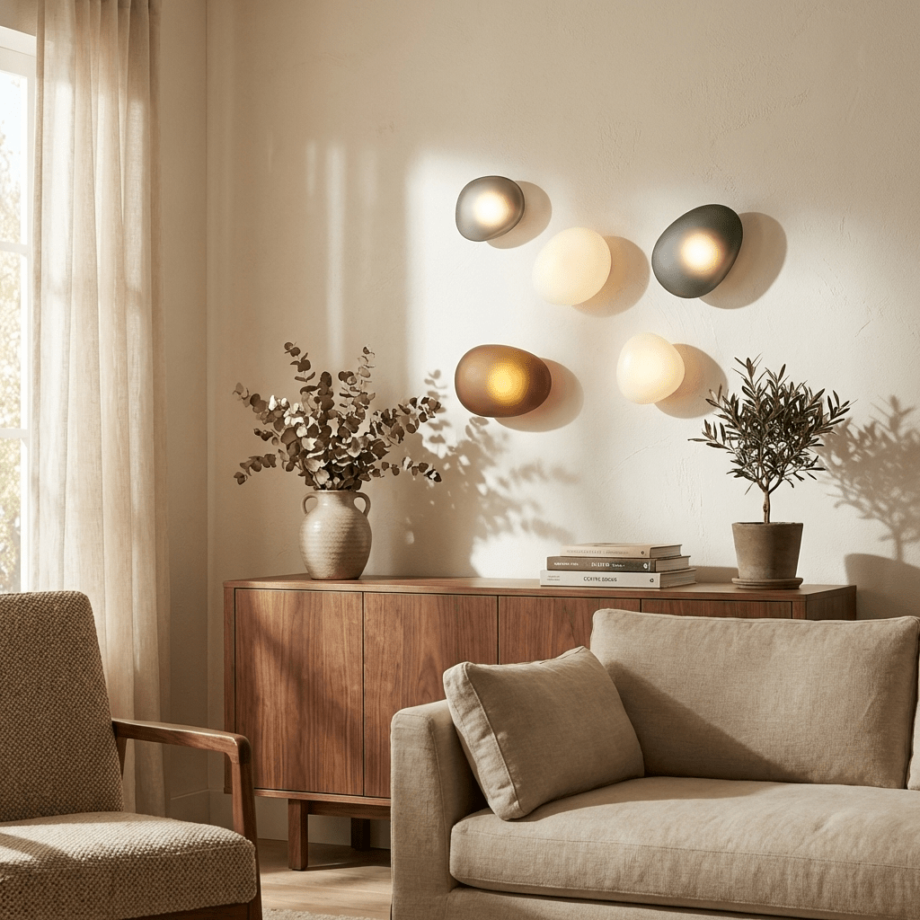 Hand-blown glass wall lamp shown with its model dimensions