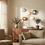 Hand-blown glass wall lamp shown with its model dimensions