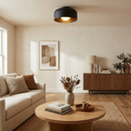 White globe light showing warm wood-grain interior