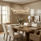 Clear acrylic leaf chandelier in gold finish from below
