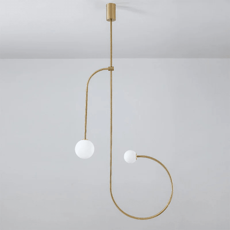 Chandelier, Mobile Opaline Glass Globes, Brass or Black, G9 and G4