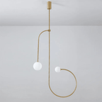 Chandelier, Mobile Opaline Glass Globes, Brass or Black, G9 and G4
