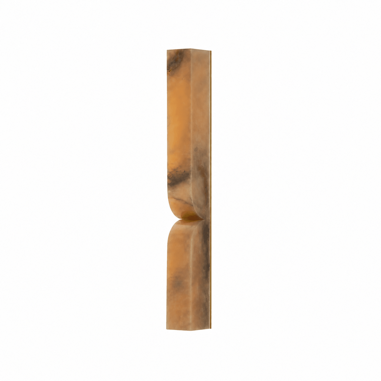 Solid stone alabaster sconce glowing softly in a styled room