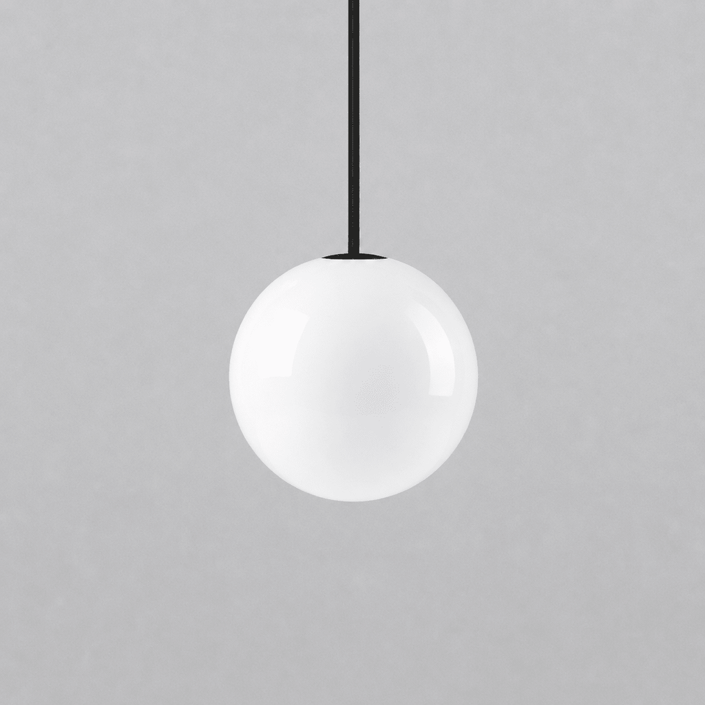 Globe pendant size comparison with brass rods of varied heights