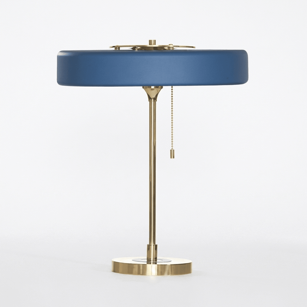 Table lamp colour ring detail set into the gold base