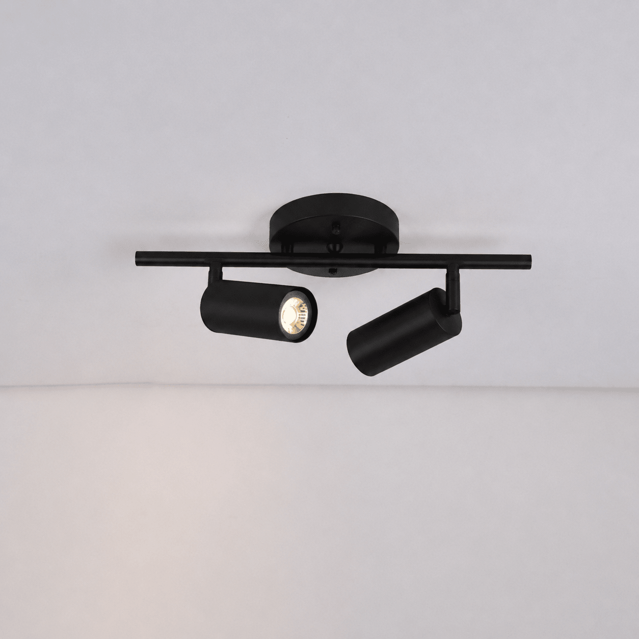Brass spotlight wall fixture showing 350-degree rotating heads