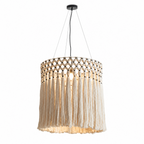 Seen straight-on against a plain backdrop, the tiered cotton fringe of this Clérachic pendant cascades in soft waves.