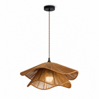 Product shot of this Clérachic pendant in coffee-toned cotton cord, its wavy petal tiers lit against a plain white backdrop.