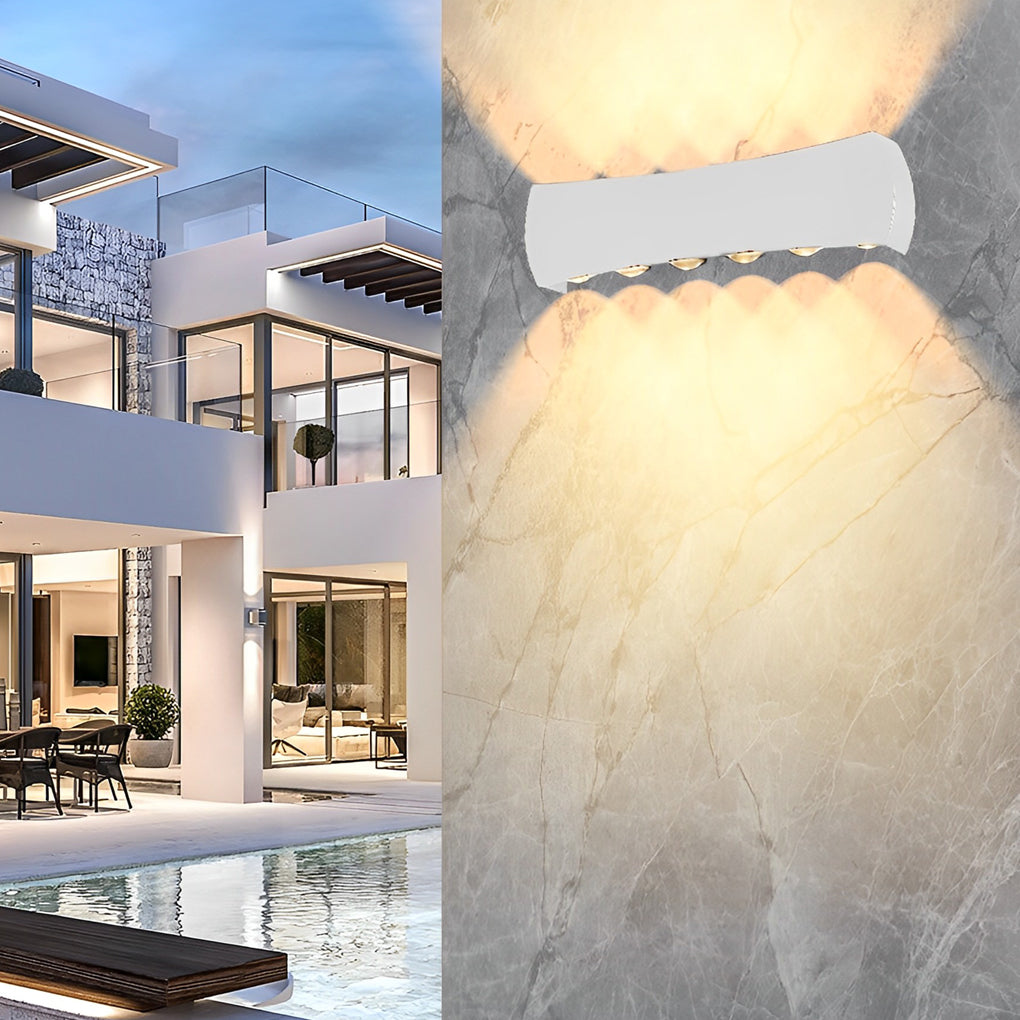 Luz de Parede Exterior Up-Down, Arandela LED Moderna em Alumínio Preto ou Branco