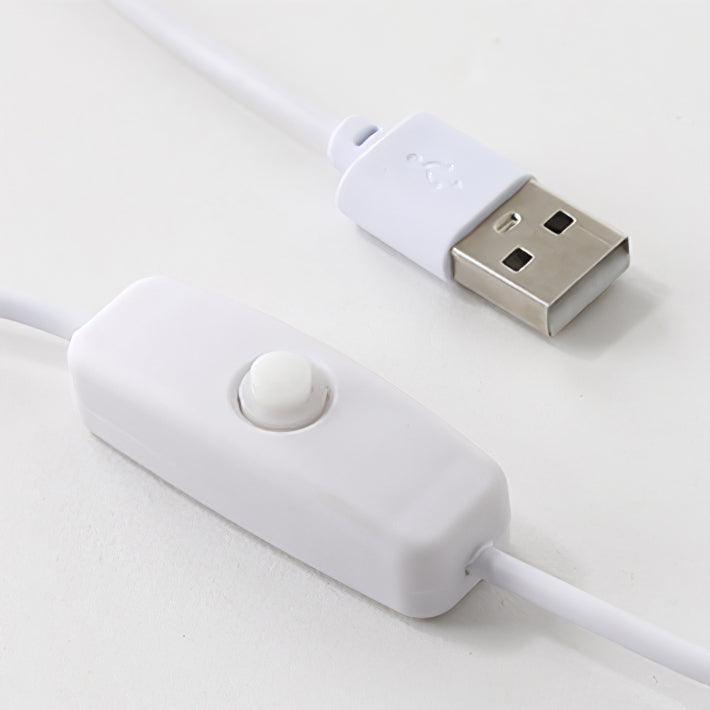 The USB cable and inline on/off switch for this Clérachic projection lamp, shown against a white background.