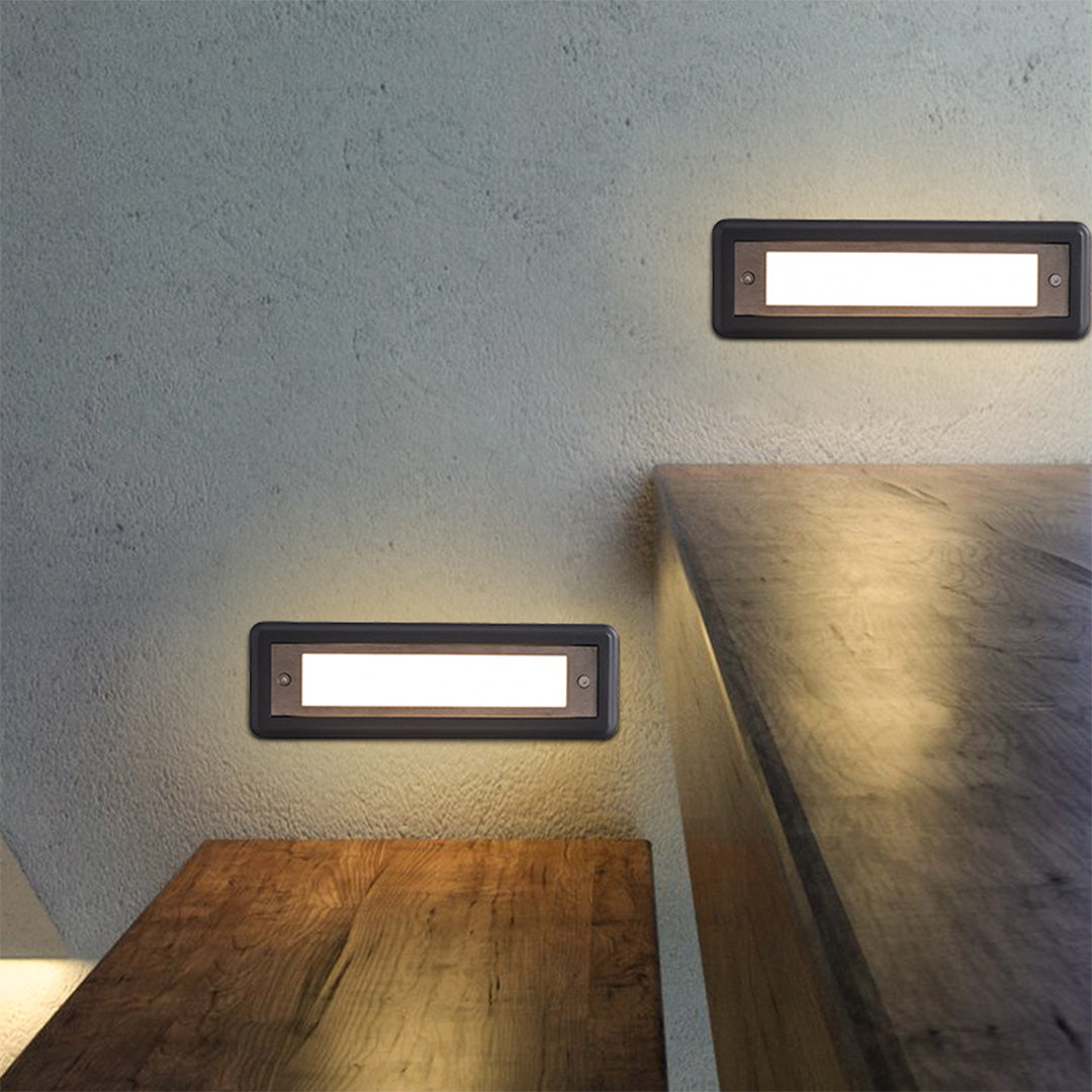 Recessed Aluminum Step Light With Stainless Steel Cover, Warm LED Glow
