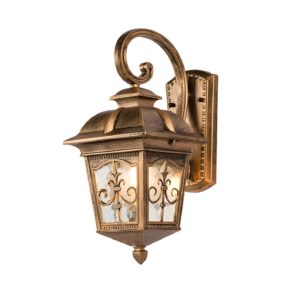 European Retro Wall Light With Glass Shade, Die-Cast Aluminum, IP65 Rated