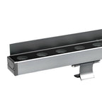Lineær LED udendørs vægvaske-lys, børstet aluminium og glas