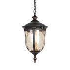 European Style Aluminum Outdoor Chandelier With Textured Glass Shade