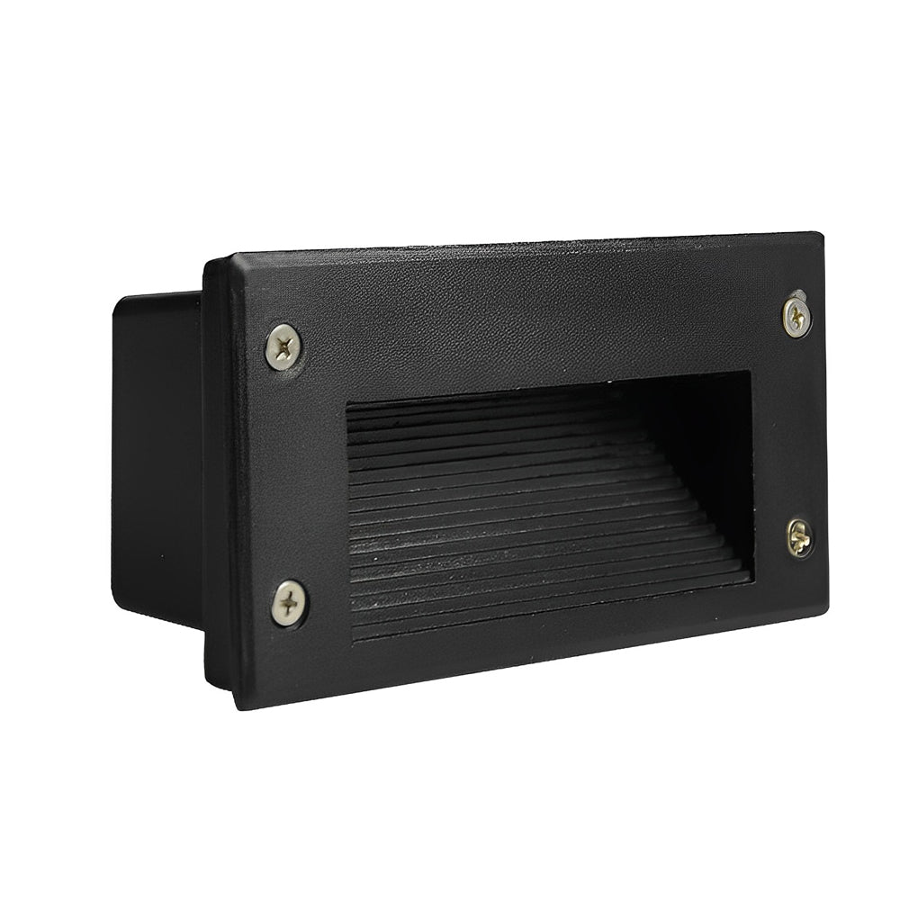 Luz LED embutida para degraus em alumínio preto para escadas exteriores