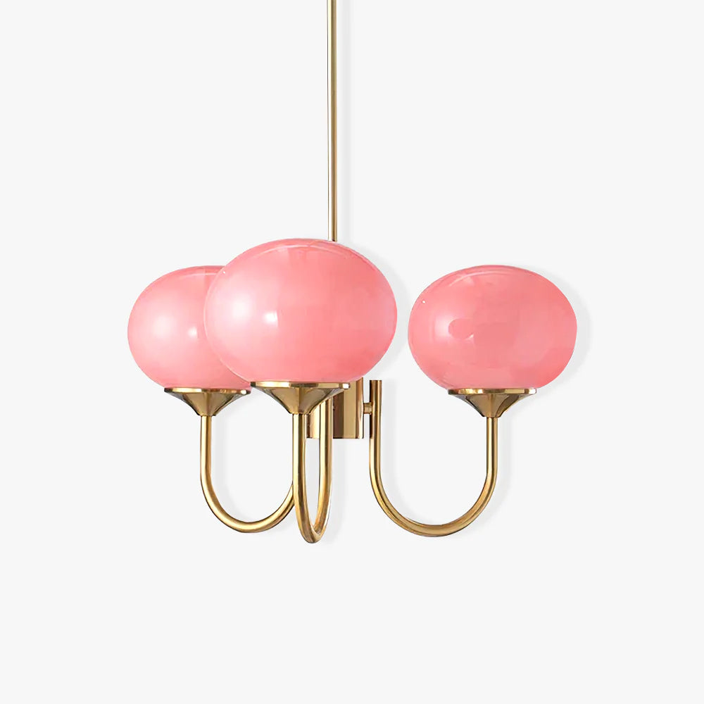 Marshmallow chandelier glowing in a cosy interior corner