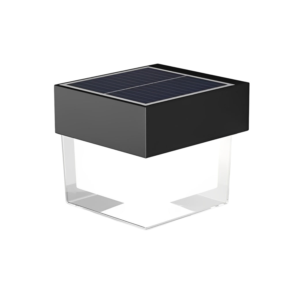 Square Solar Wall Light With Iron Frame, Minimalist LED Outdoor Sconce