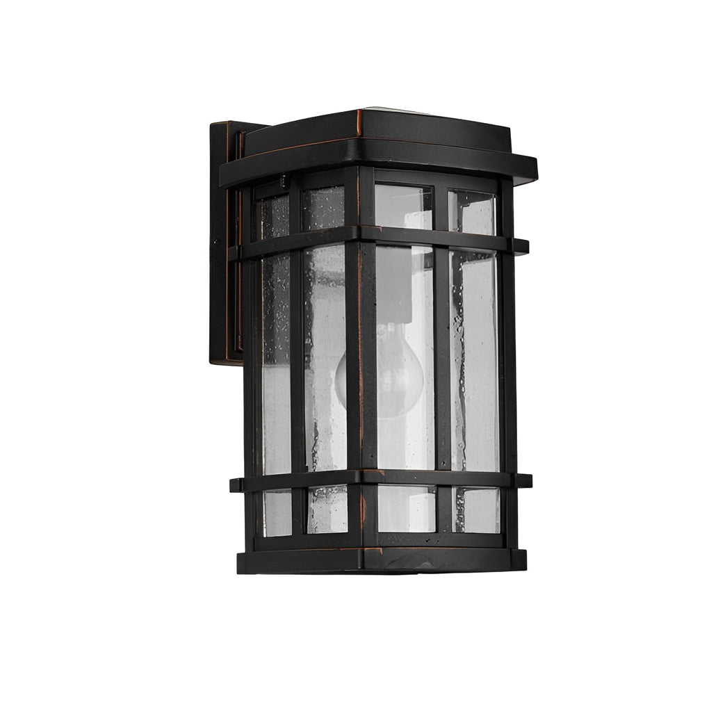 Bubble Glass Wall Light, Thea Retro Black Outdoor Aluminum Sconce