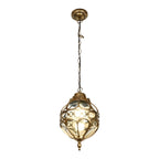 Outdoor Chandelier With Retro Ball Shades, Aluminum And Glass Build