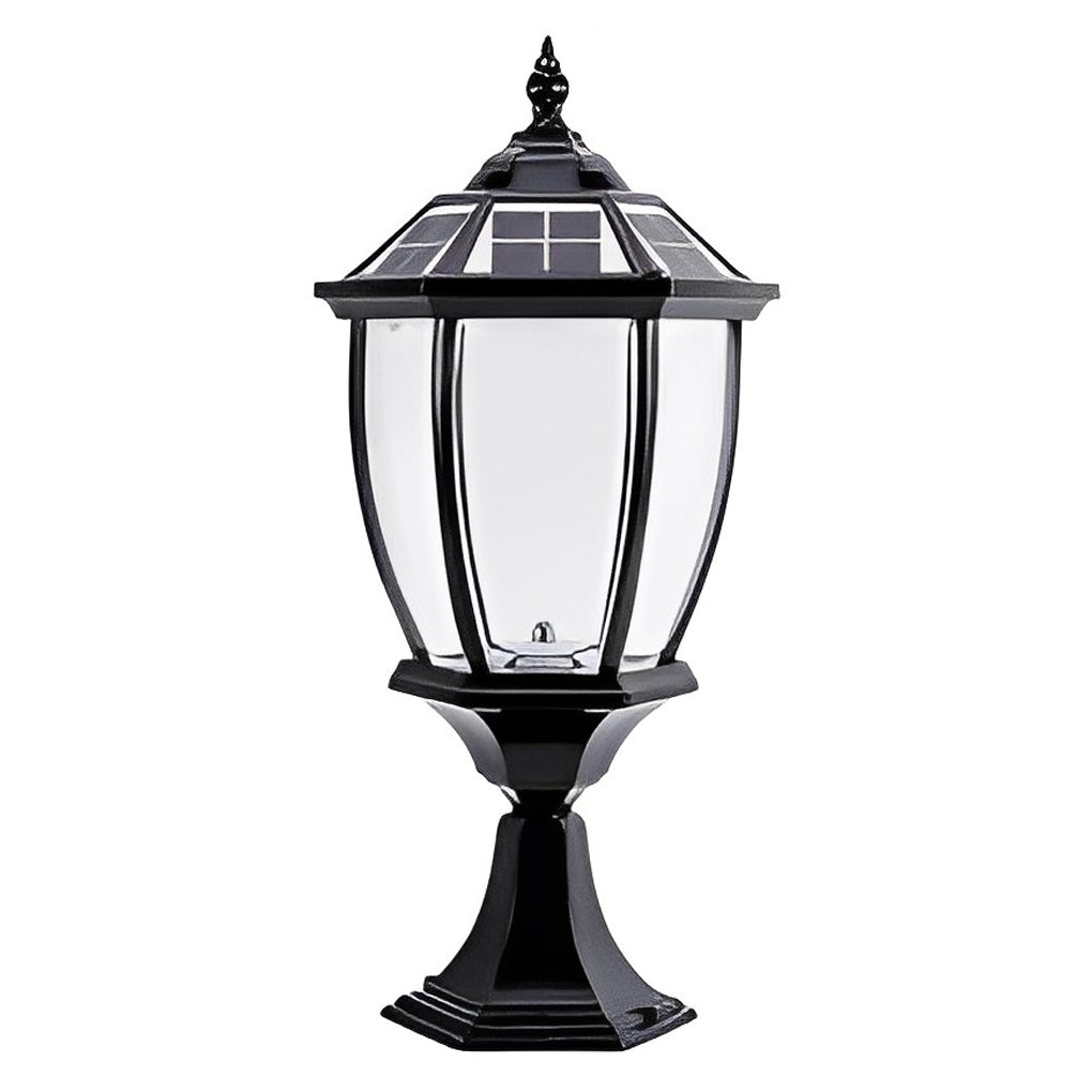 Solar Outdoor Post Light, Vintage Aluminum Fence Lighting With LED