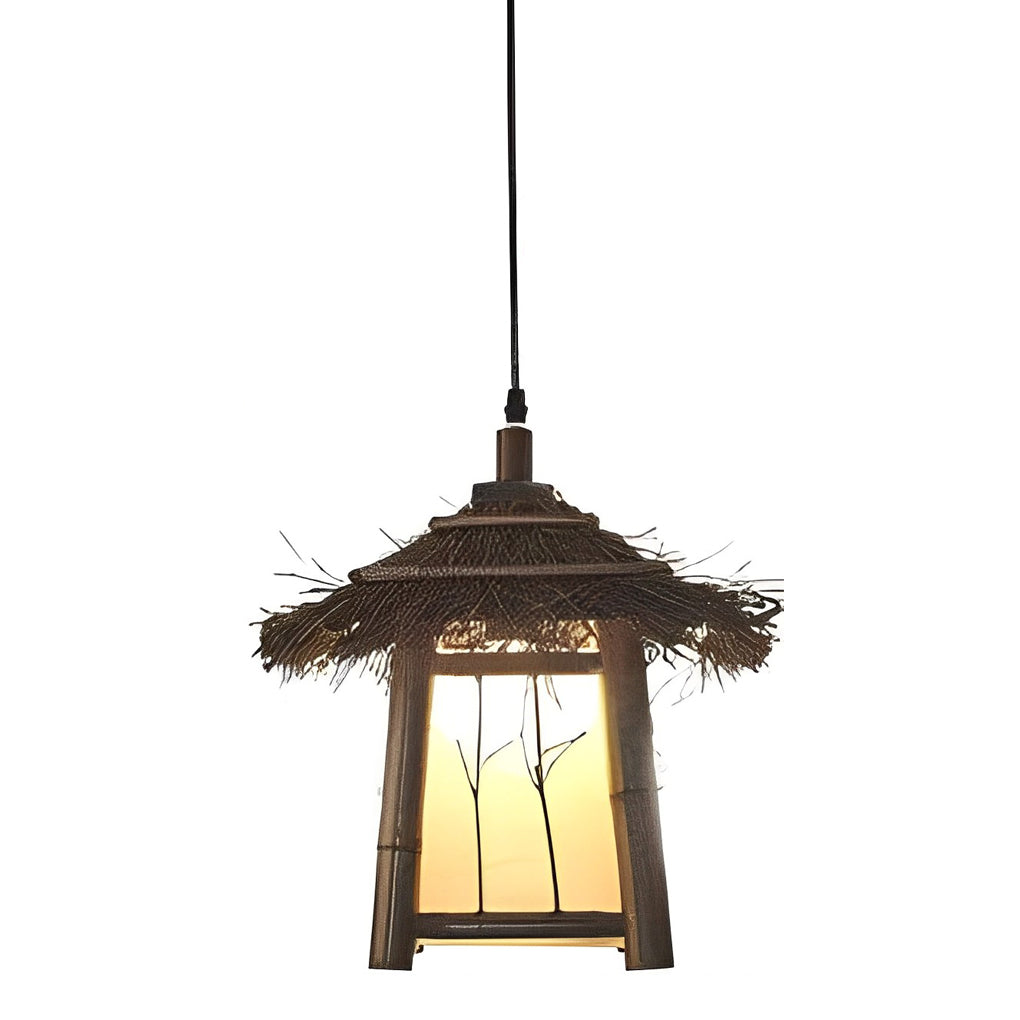 Wyne Branch-Pattern Bamboo-Style Outdoor Lantern Light
