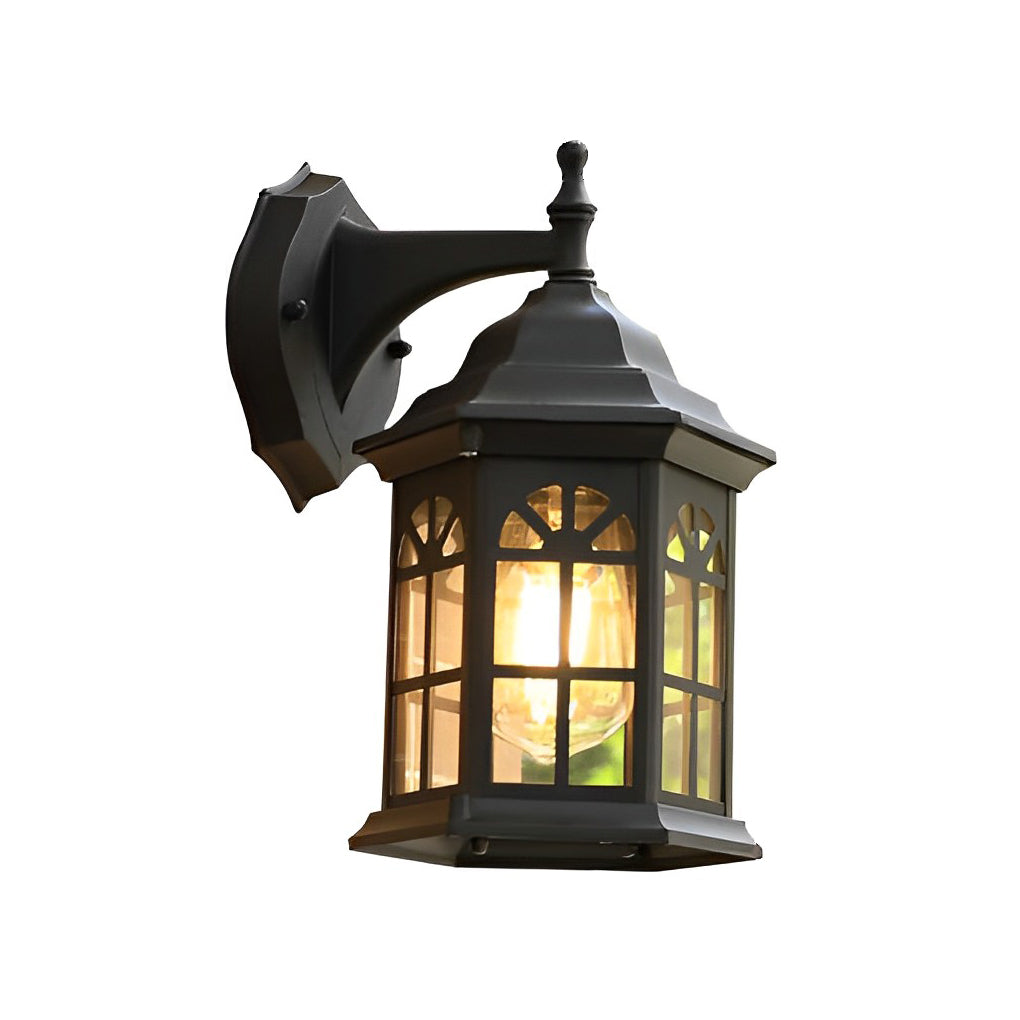 European-Style Aluminum Outdoor Wall Light With Glass Shade