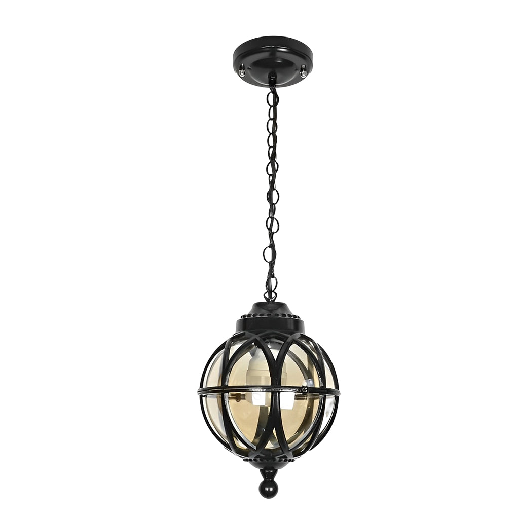 Adjustable Chain Outdoor Pendant Light With Heat-Resistant Glass Shade